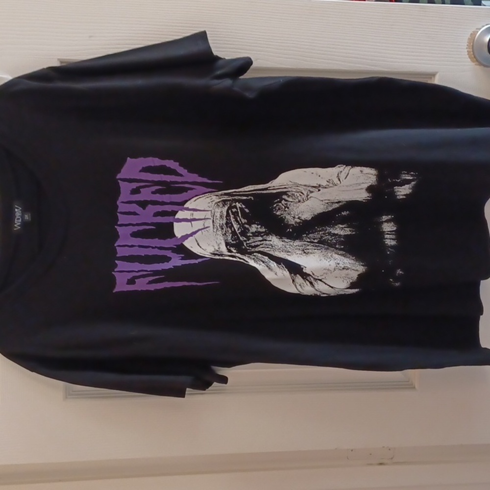 UC 2x WIDOW black short sleeve tshirt with a NUN HEAD IN HAND "FU## ED" ON CHEST - Picture 4 of 10